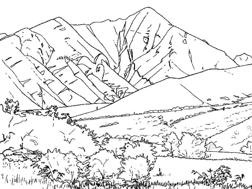 Mountain Ranges Coloring Page