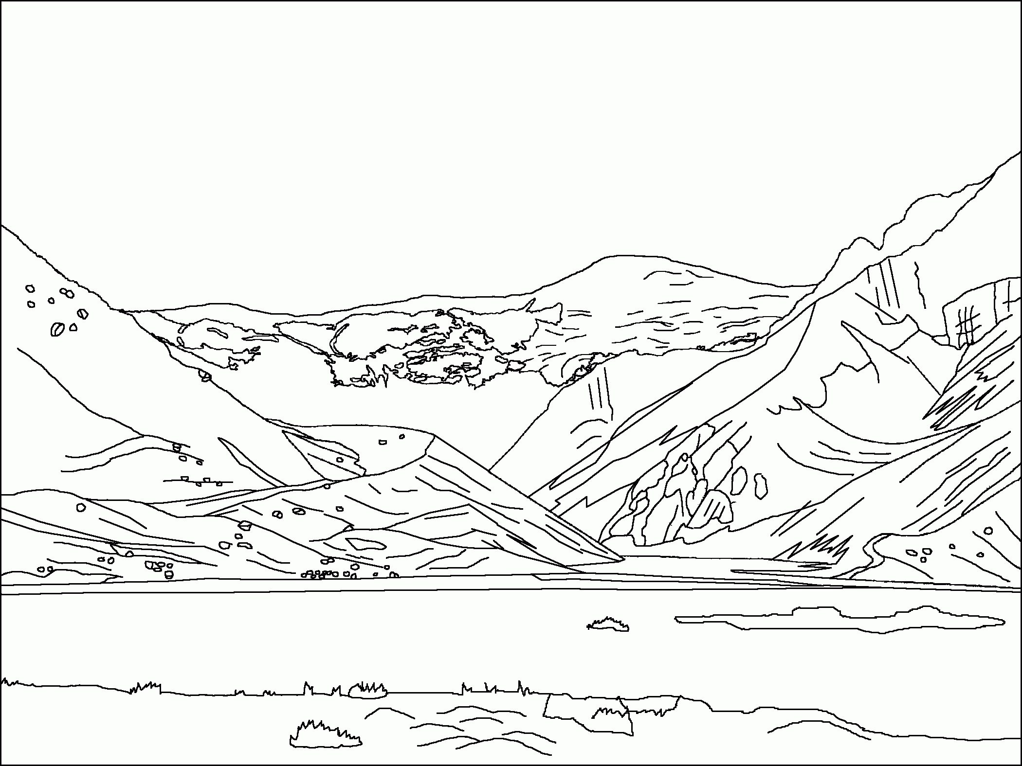 Mountain Scenerys Coloring Page