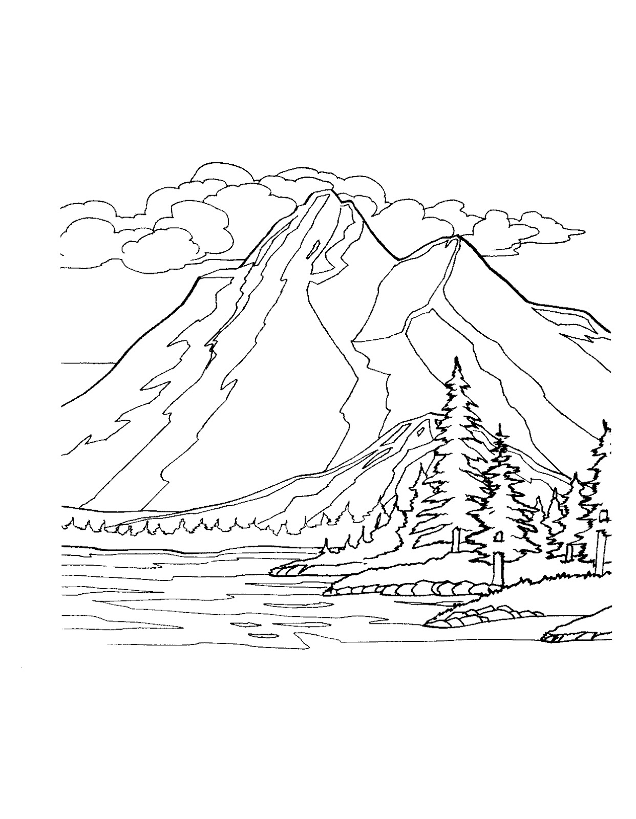 Mountainss Coloring Page
