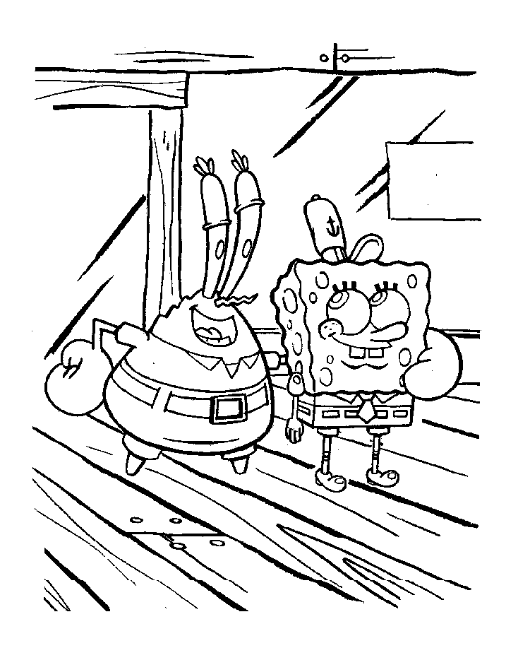 Mr Krabs With Sponge Coloring Page