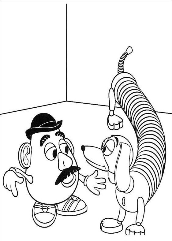 Mr Potato Head And Slinky Dog Coloring Page