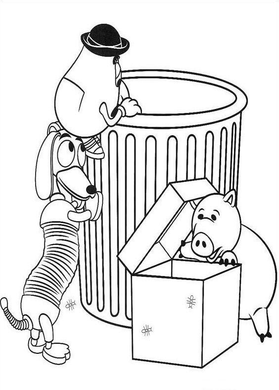Mr Potato Head Slinky Dog And Hamm Coloring Page