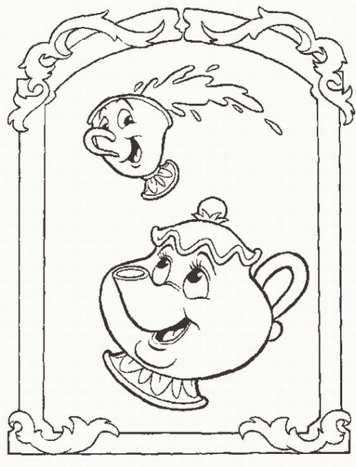 Mrs Potts And Chip Disney Princess Coloring Page