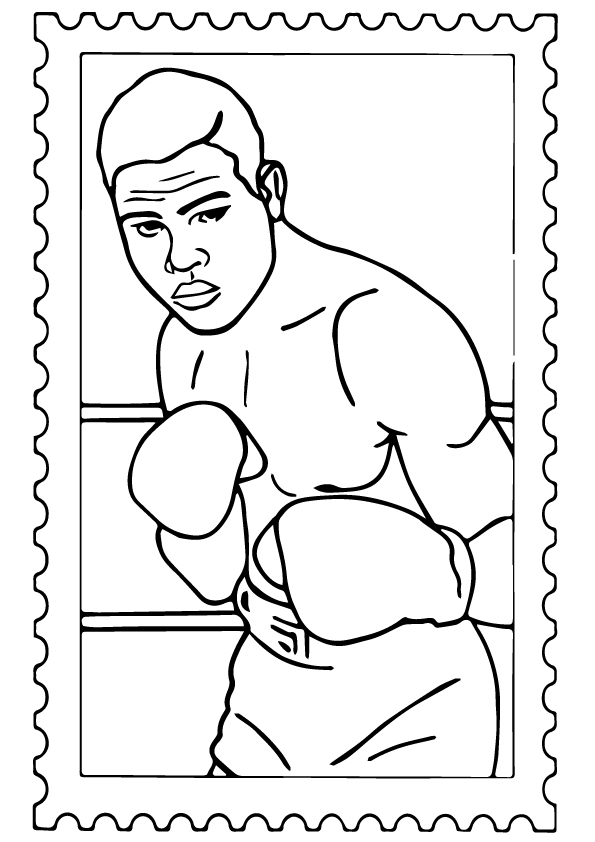 Muhammad Ali Postage Stamp Coloring Page