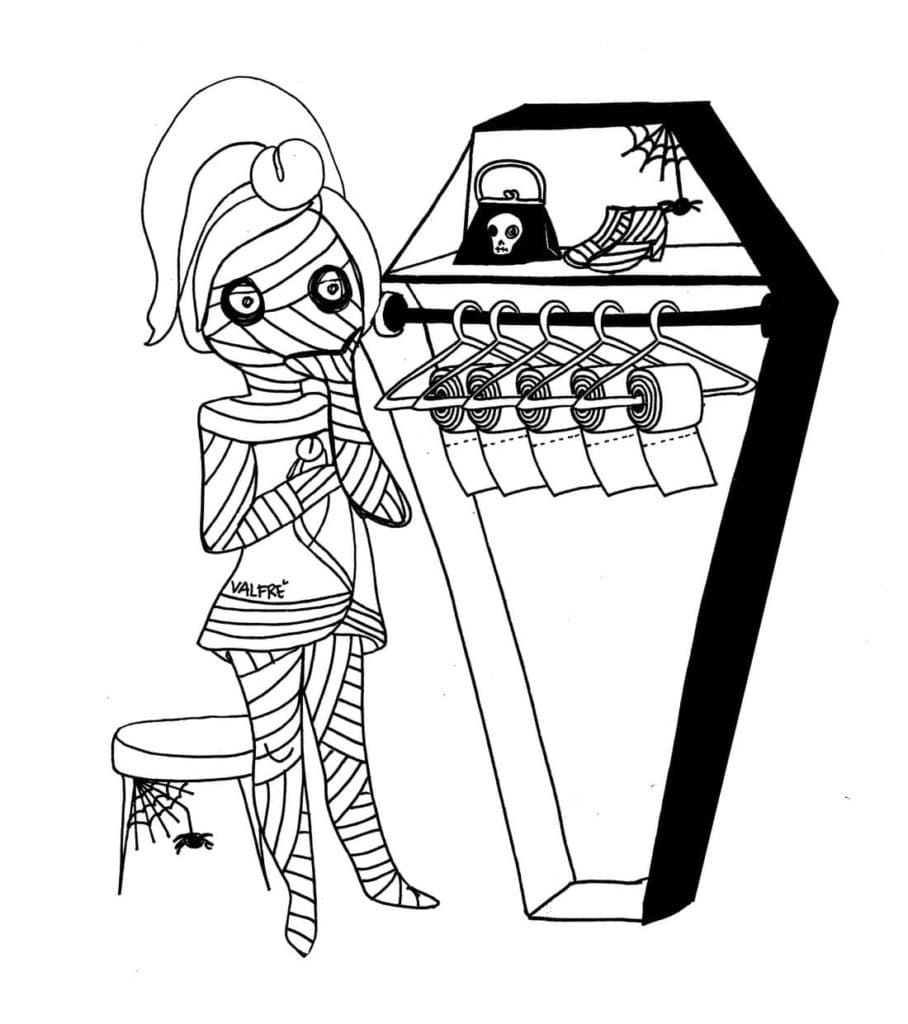 Mummy Girl Aestheic Coloring Page