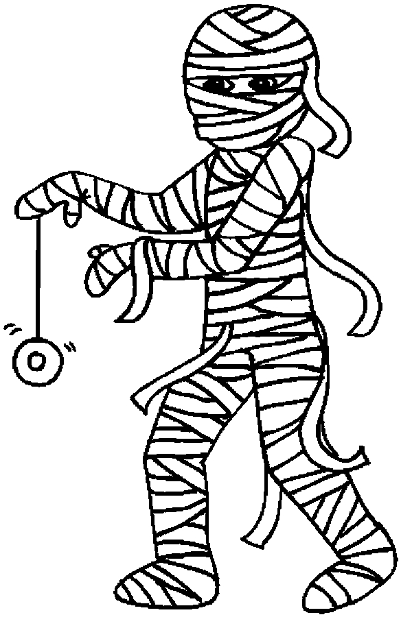 Mummy Playing Yoyo Coloring Page