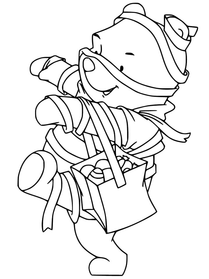 Mummy Pooh Coloring Page