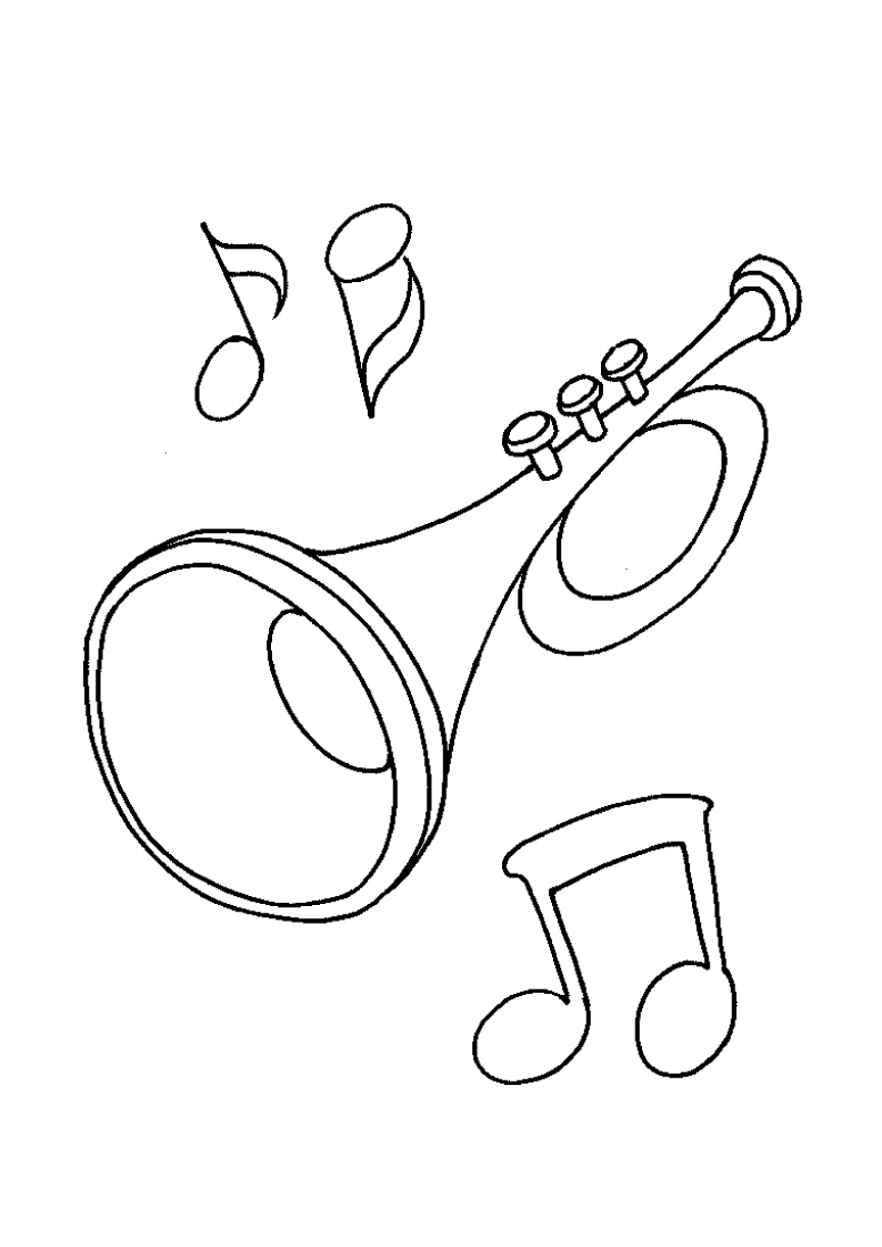 Music Notes And Trumpet Coloring Page