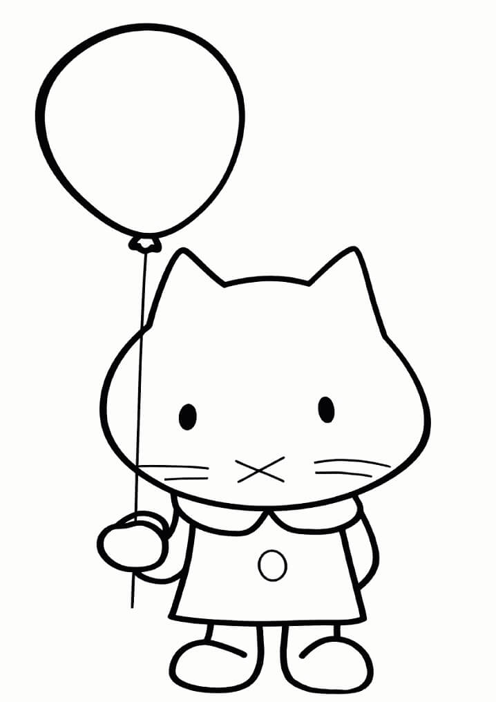 Musti and Balloon Coloring Page