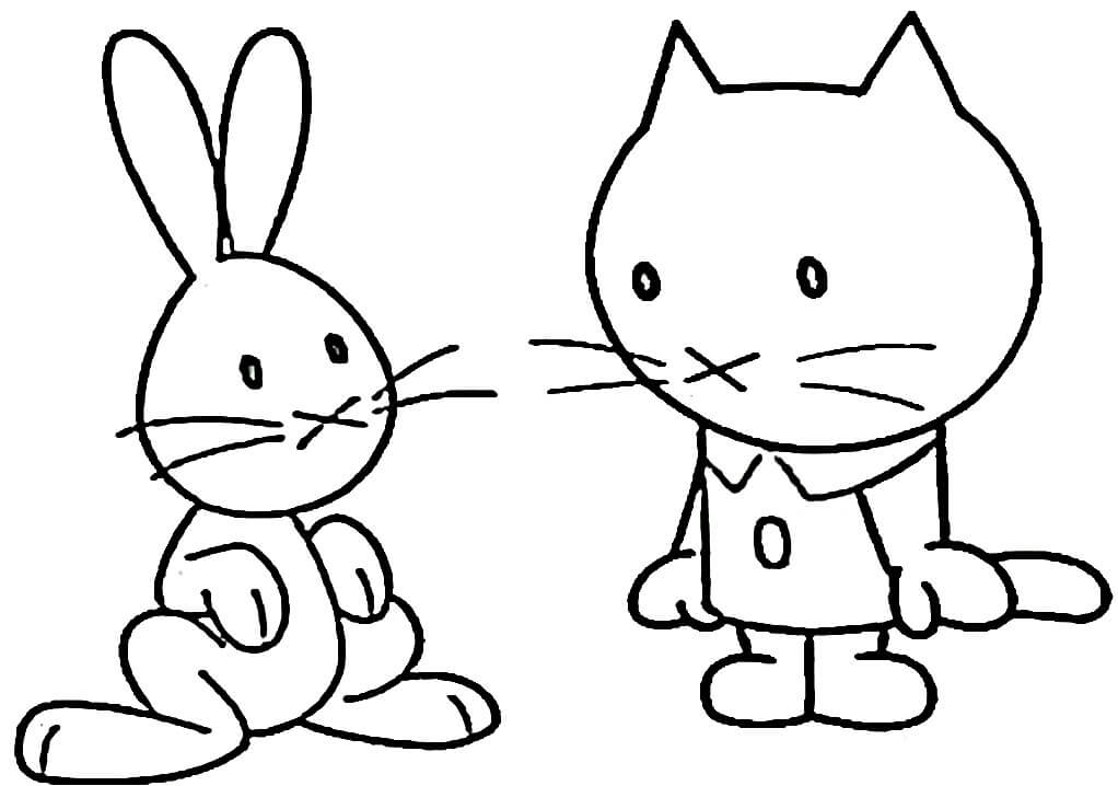 Musti and Rabbit Coloring Page