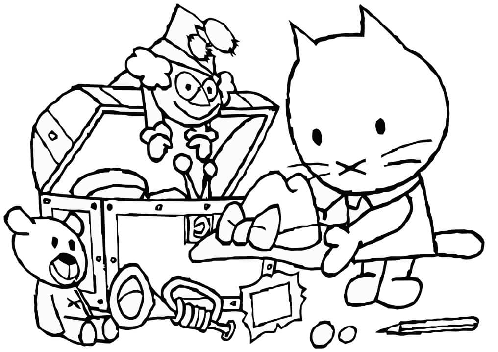 Musti and Toys Coloring Page