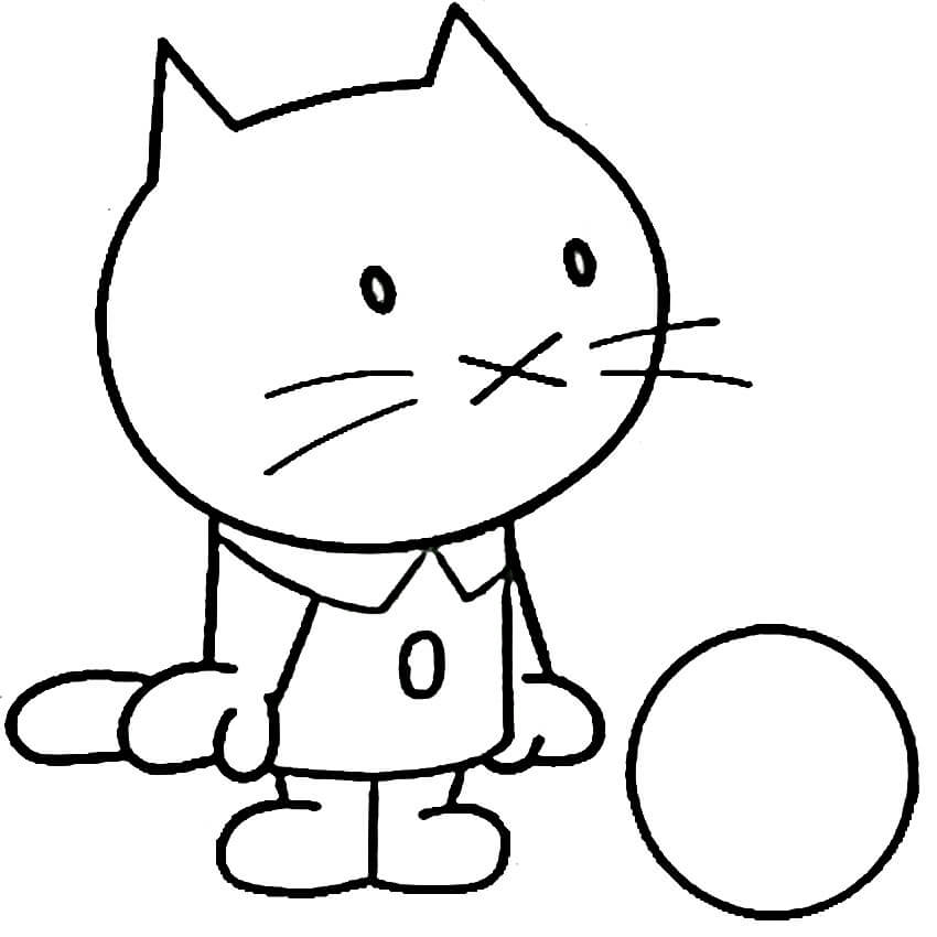 Musti and Wool Ball Coloring Page
