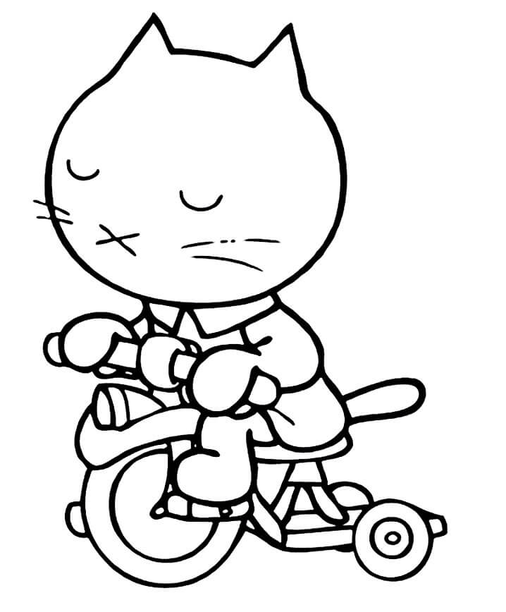 Musti on Tricycle Coloring Page