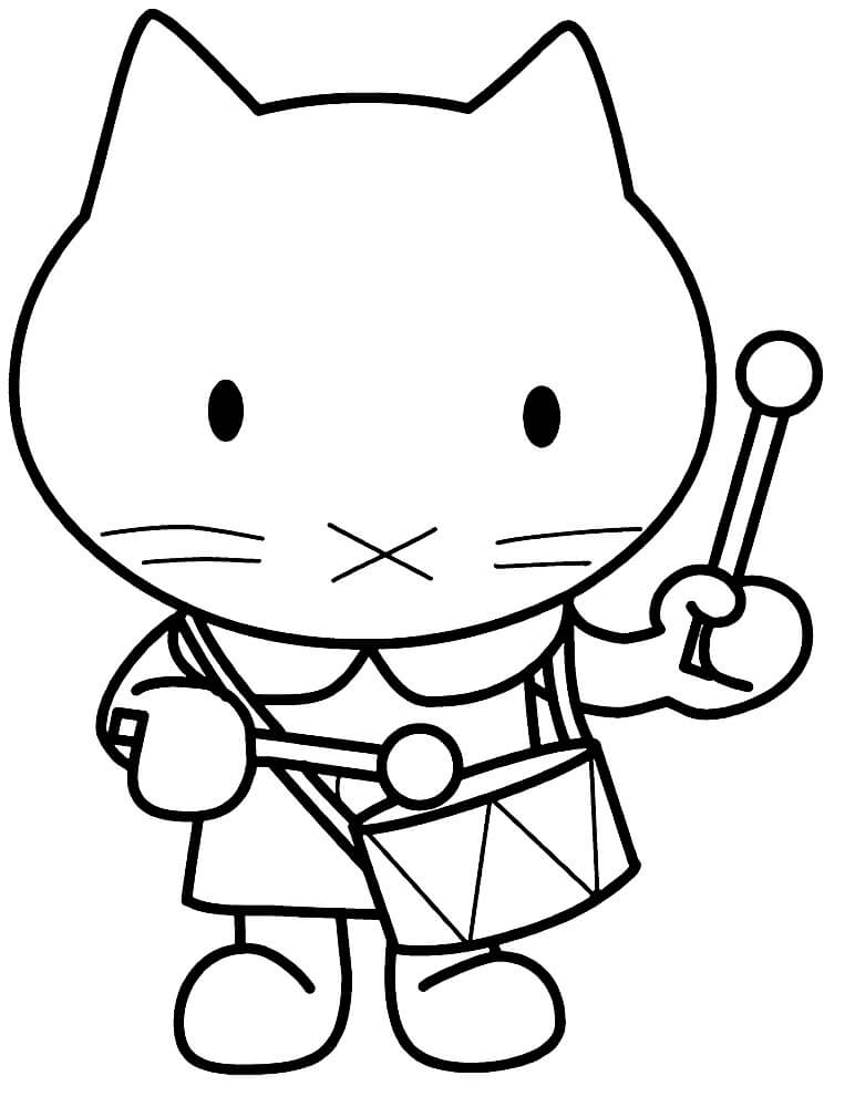 Musti Playing Drum Coloring Page