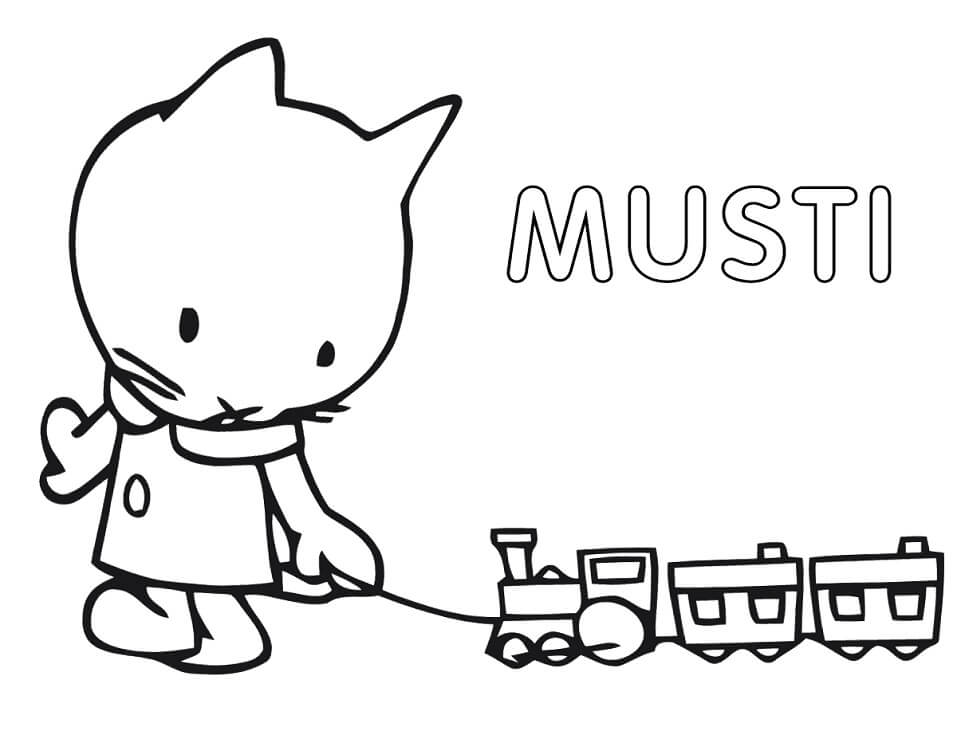 Musti Playing Toy Coloring Page