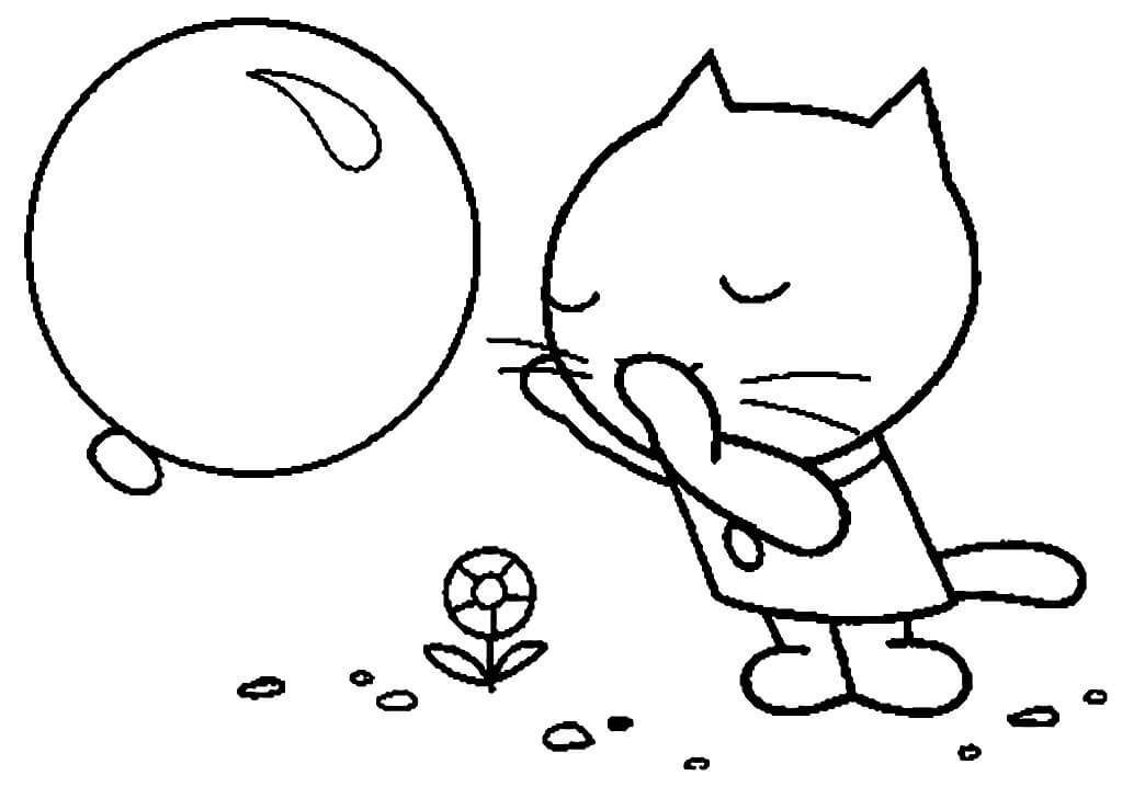 Musti with Balloon Coloring Page