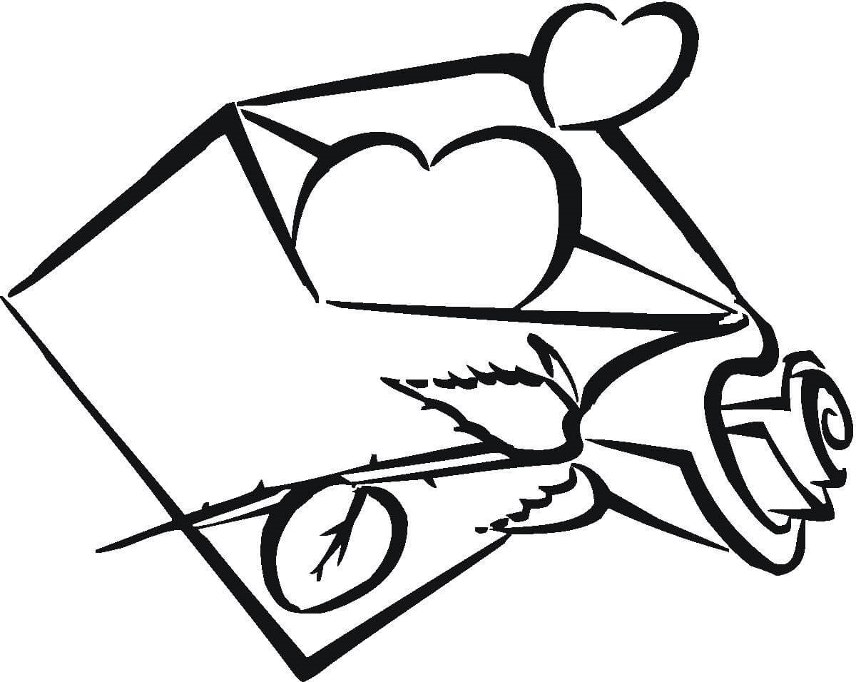 My Heart Is In Envelope Coloring Page
