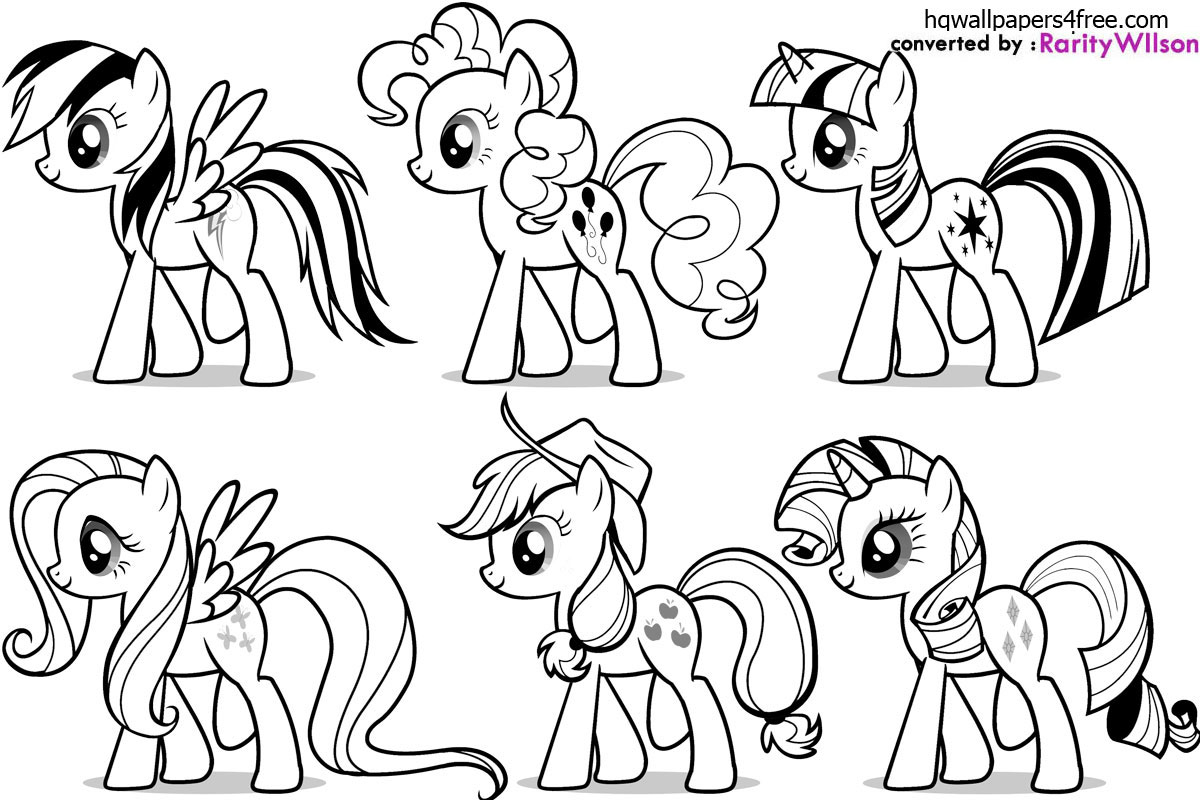 My Little Pony Fluttershy Rarity Pinkie Pie Rainbow Dash Coloring Page