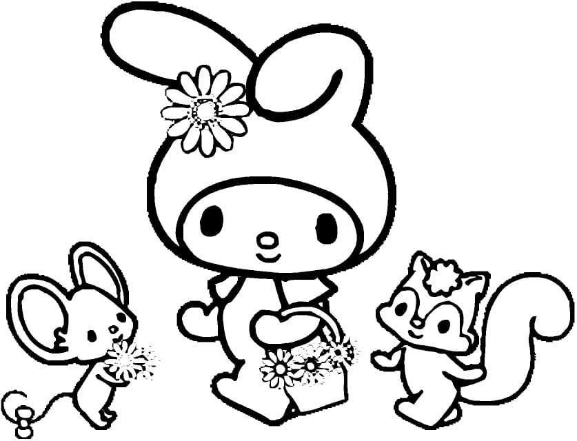 My Melody and Friends Coloring Page