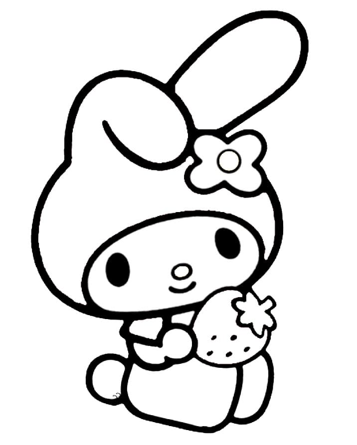 My Melody and Strawberry Coloring Page