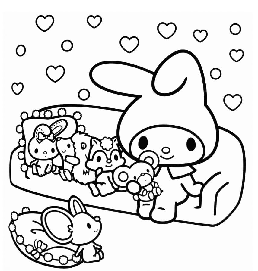 My Melody and Toys Coloring Page