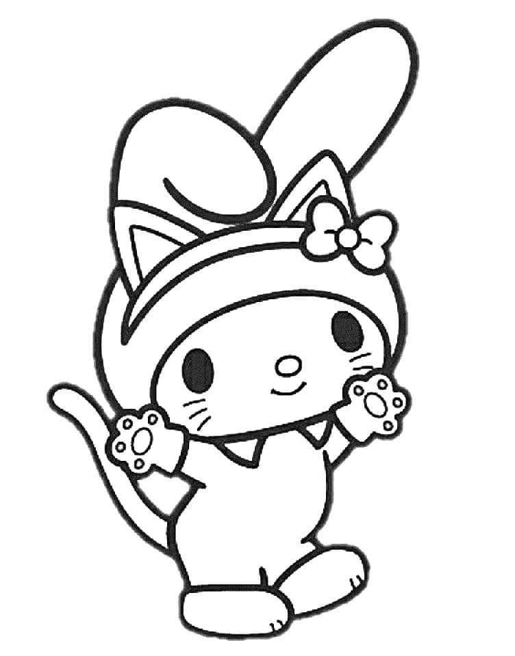 My Melody with Paws Coloring Page