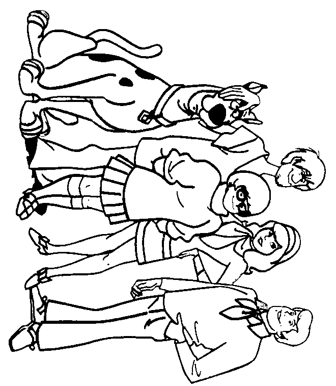 Mystery Inc Together Scooby Doo Coloring Page