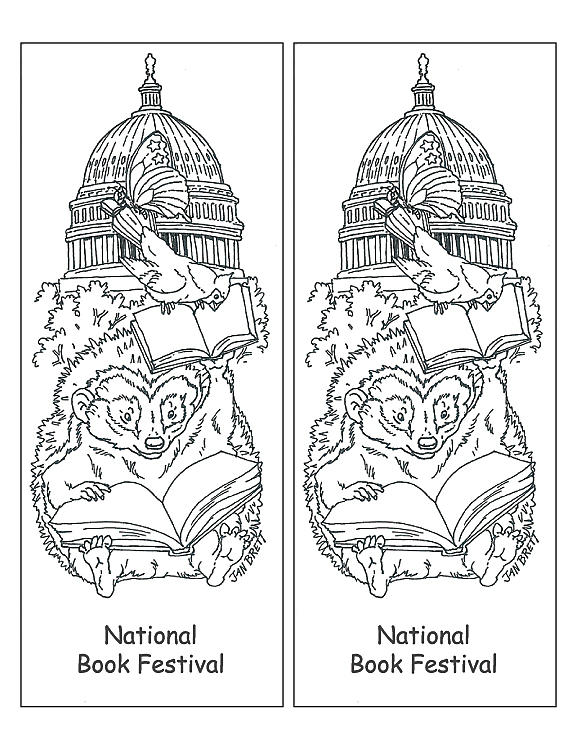 National Book Festival Bookmark By Jan Brett Coloring Page