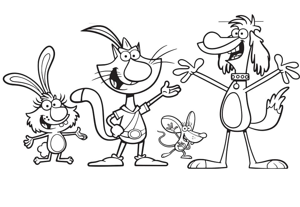Nature Cat’s Characters Coloring Page