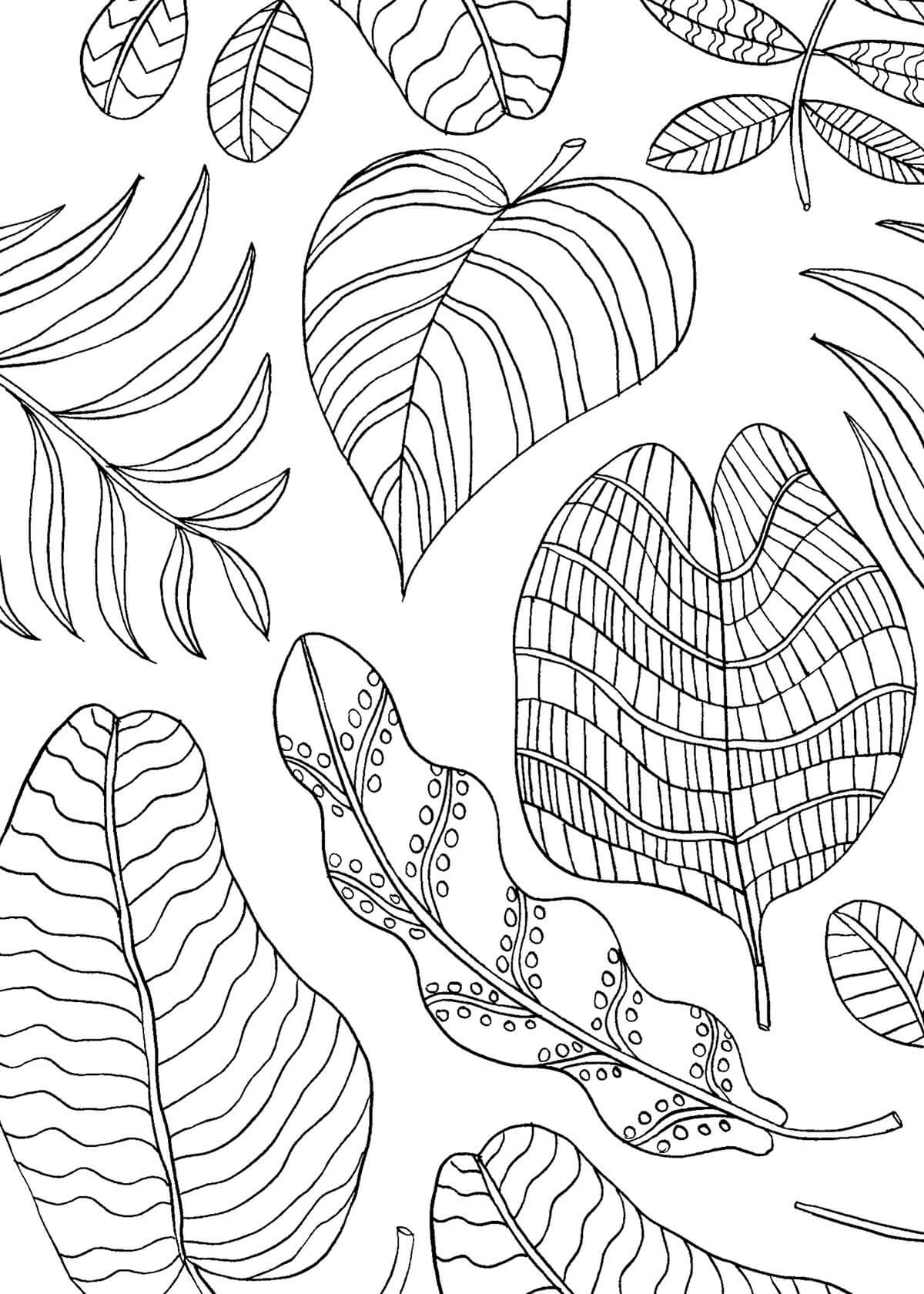 Nature Leaf Mindfulness For Kids Coloring Page
