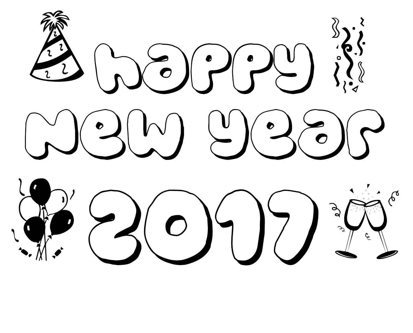 New Year 2017 Coloring Pages 3 Coloring Page