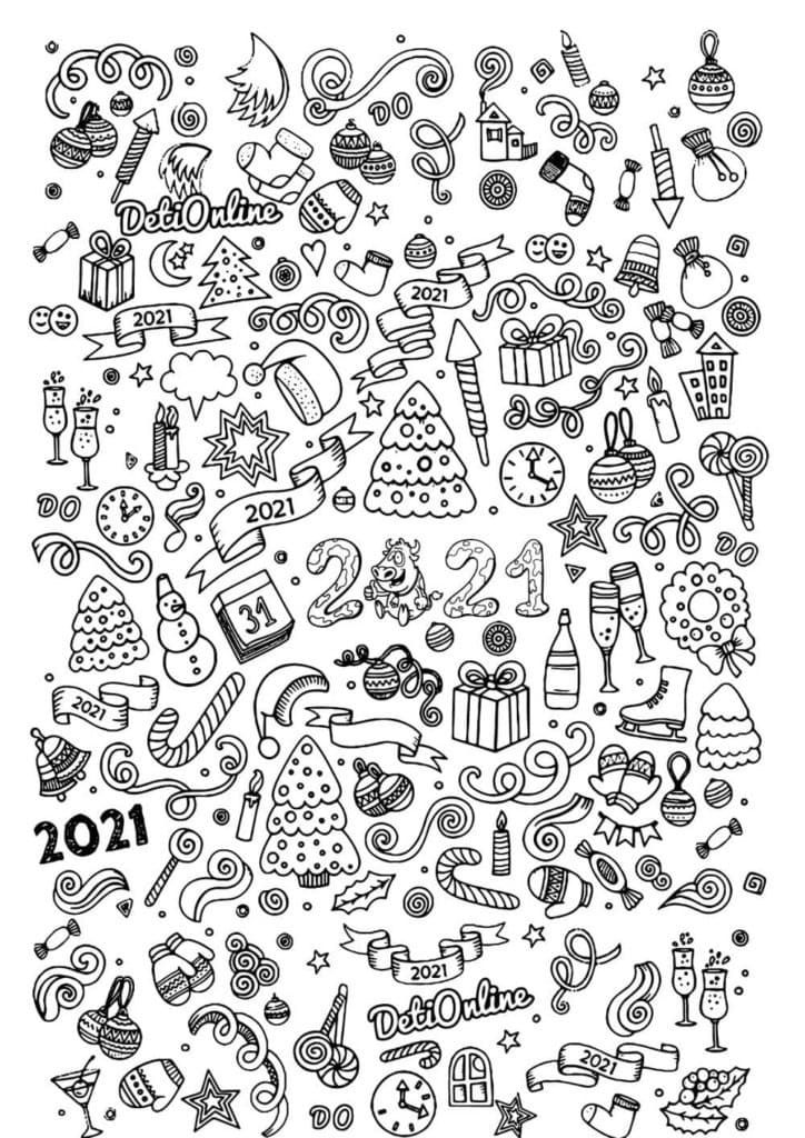 New Year Aestheics Coloring Page