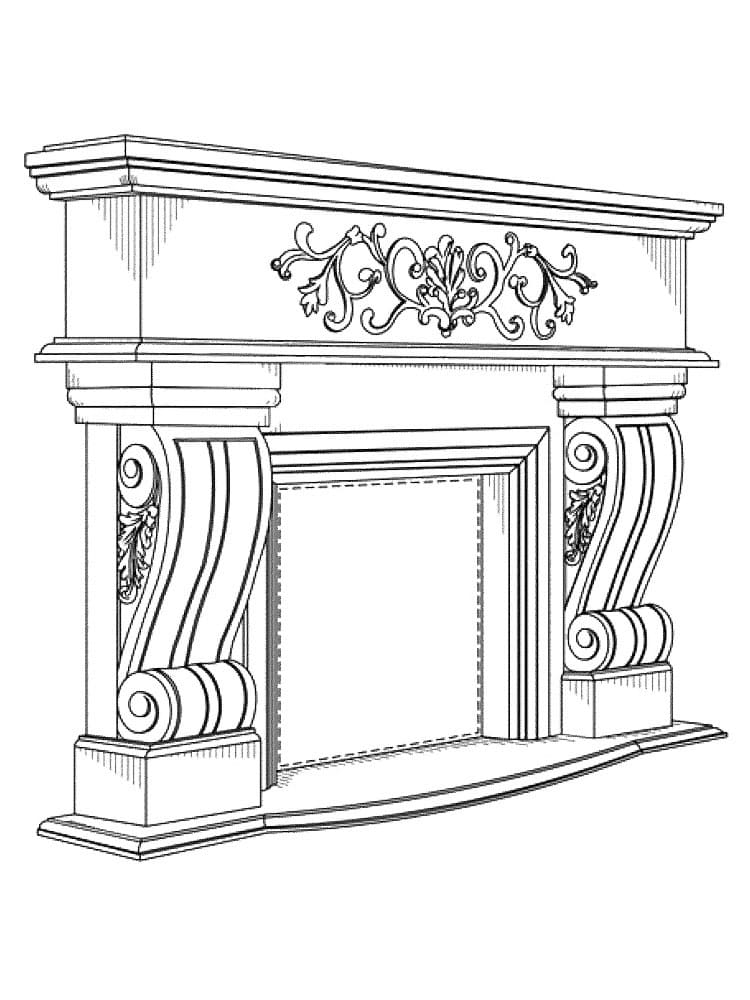 Nice Fireplace Coloring Page