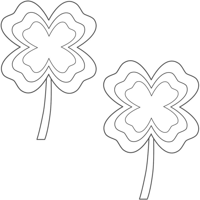 Nice Four Leaf Clover Coloring Page