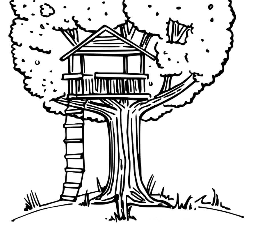 Nice Treehouse Coloring Page