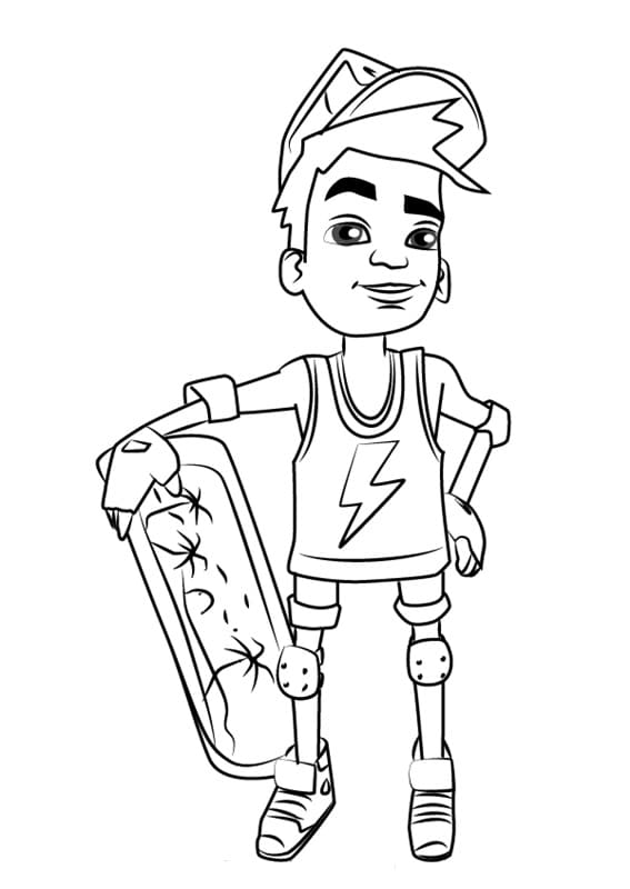 Nick from Subway Surfers Coloring Page
