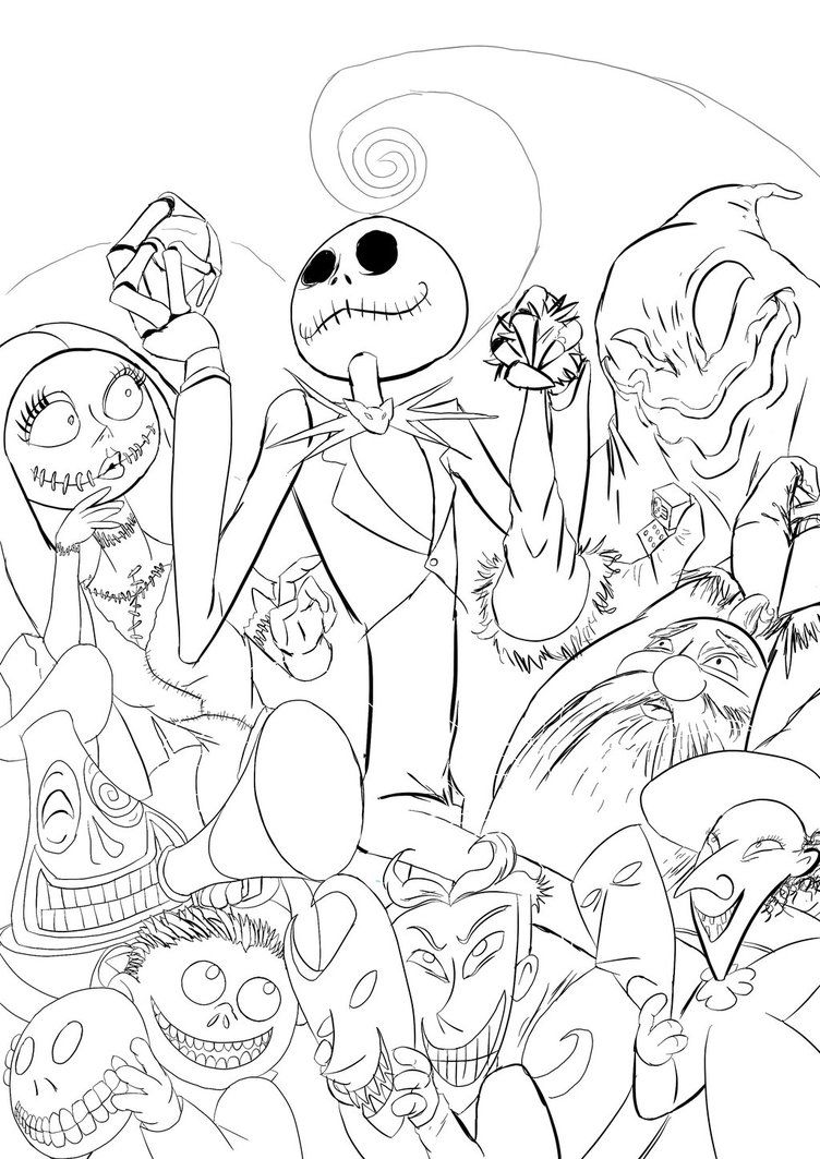 Nightmare Before Christmas Characters Coloring Page