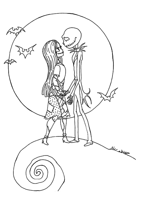Nightmare Before Christmas Jack And Sally Coloring Page