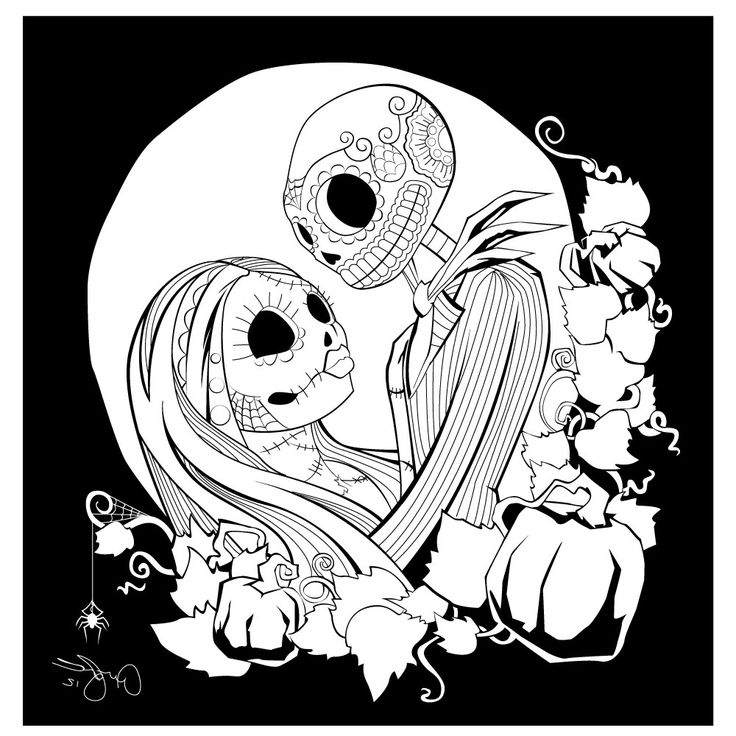 Nightmare before Christmas LOVE Coloring Page