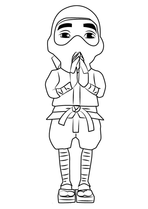 Ninja from Subway Surfers Coloring Page