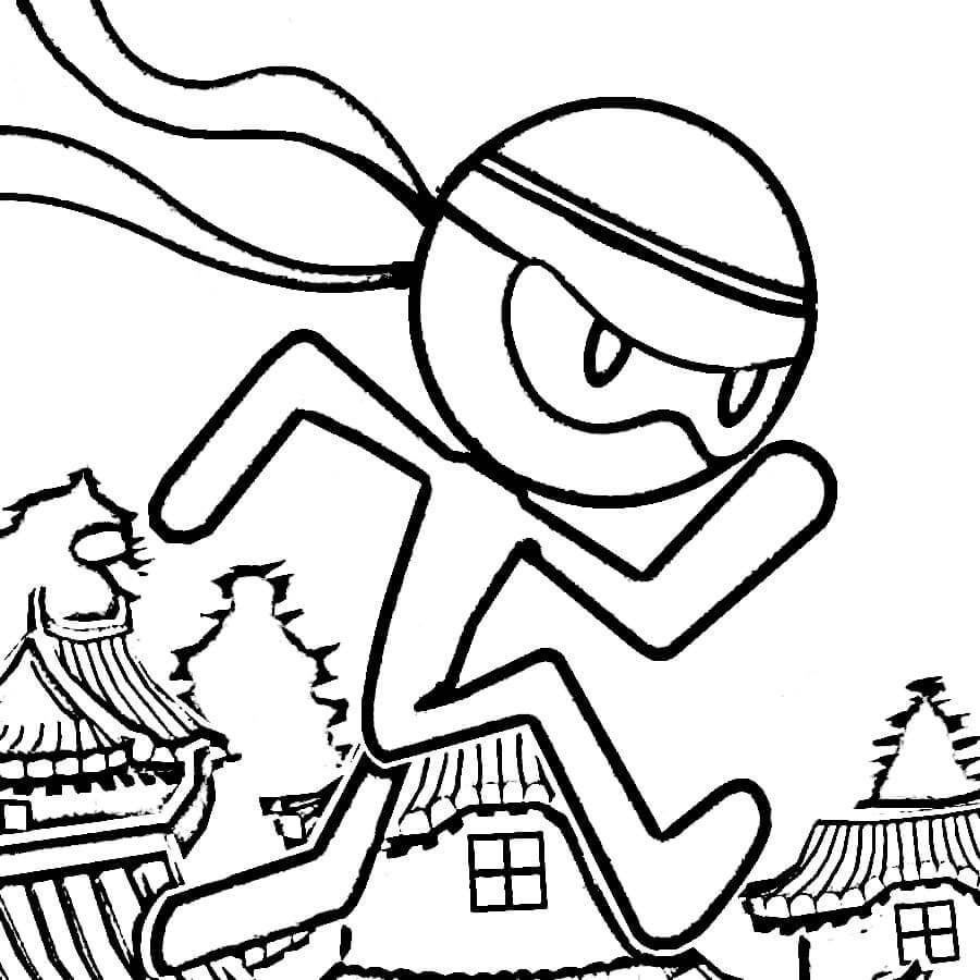 Ninja Stickman Coloring Page