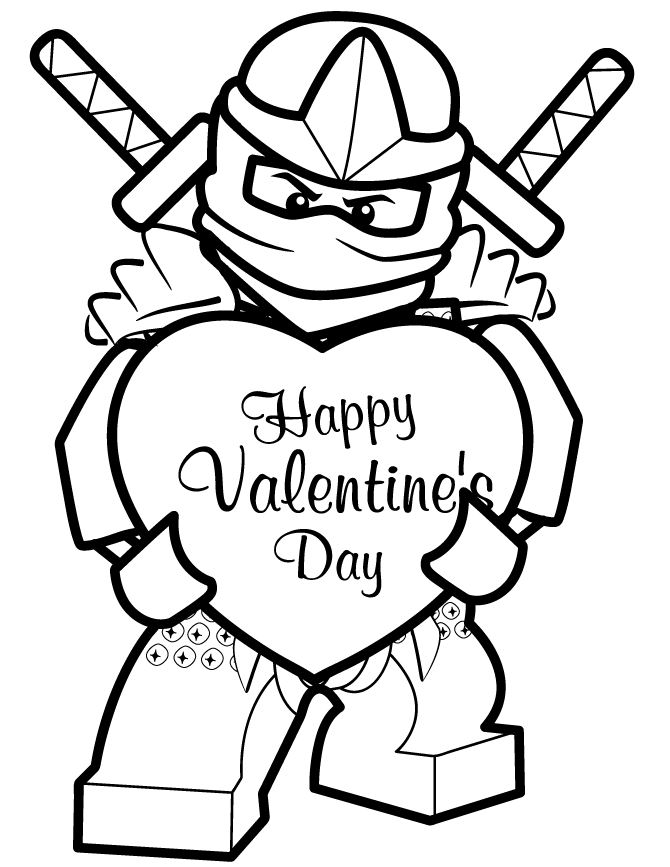 Ninjago Ninja Happy Valentines Day Coloring Page