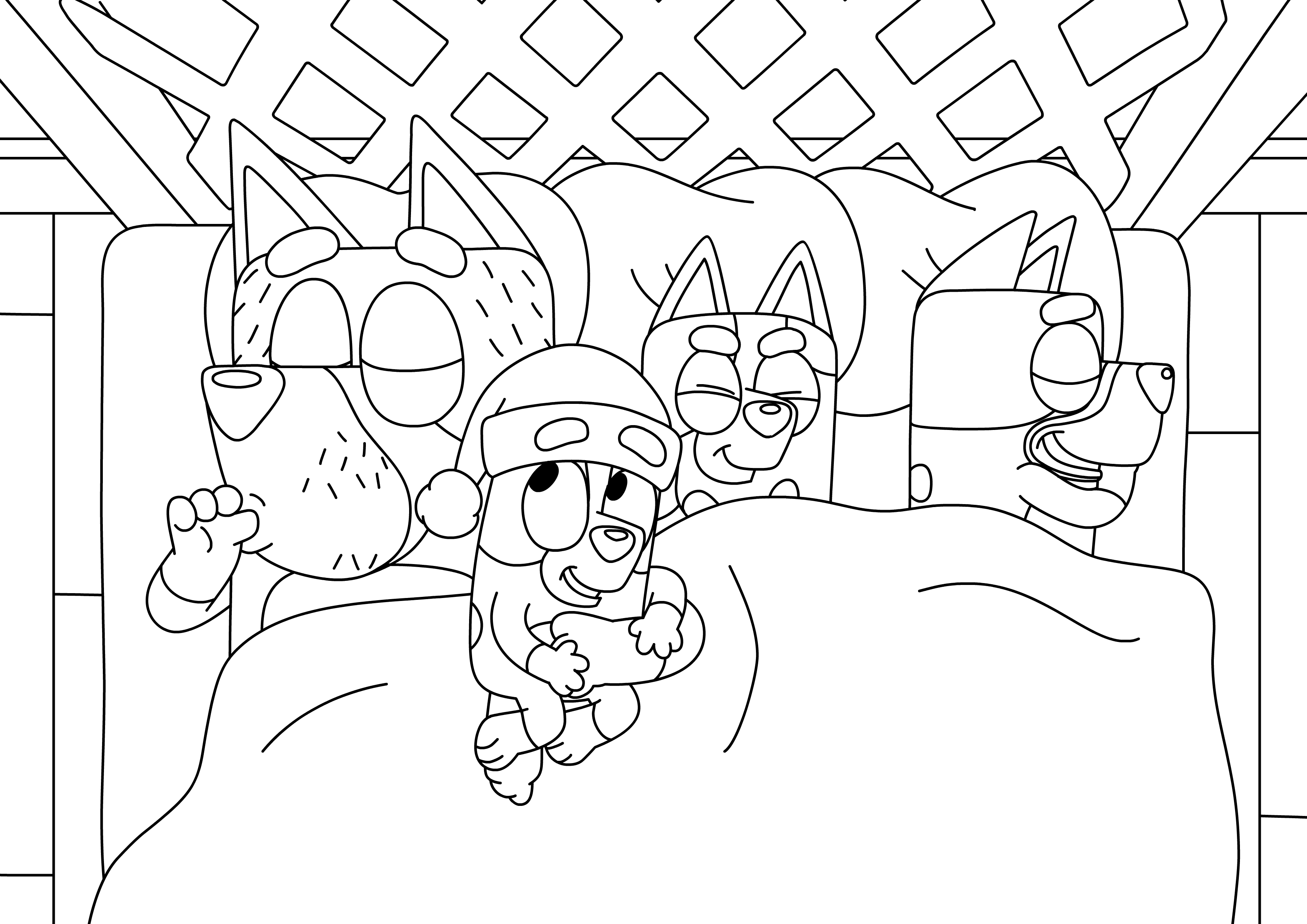 No Peeking Bluey Sleep With Family Coloring Pages   Coloring Cool