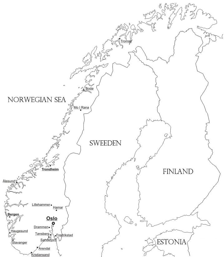 Norway Map with Cities