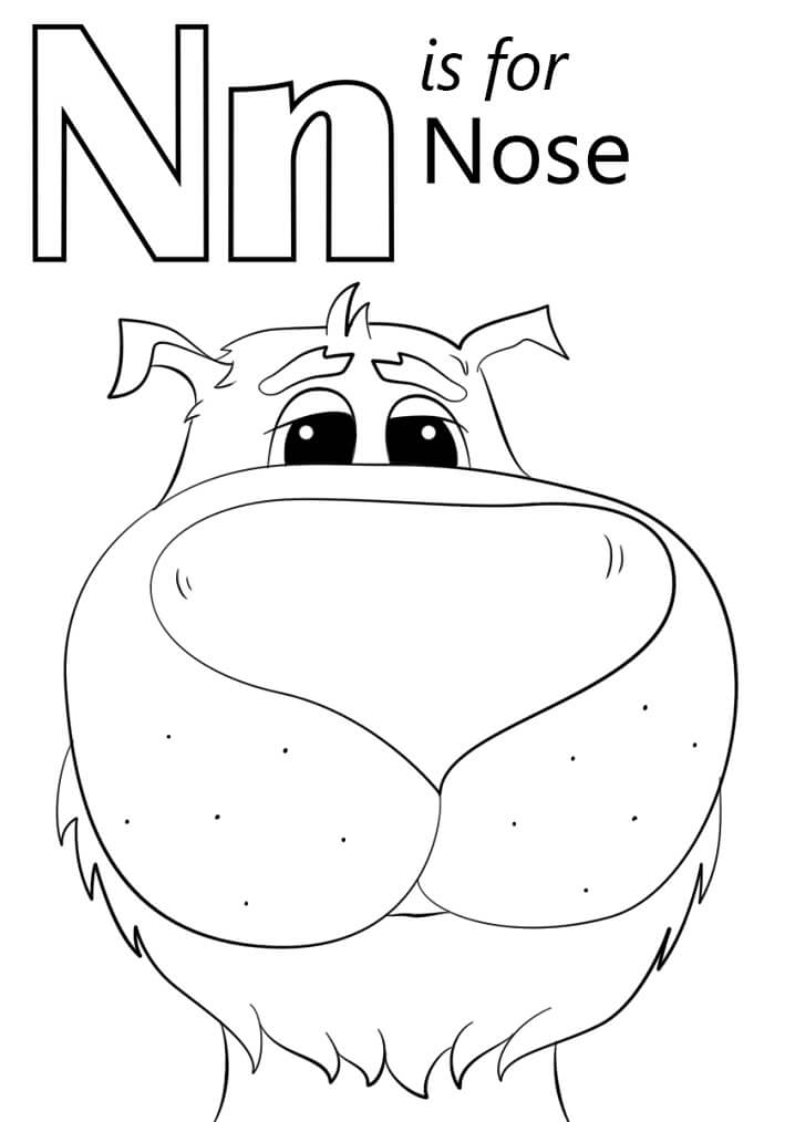 Nose Letter N Coloring Page