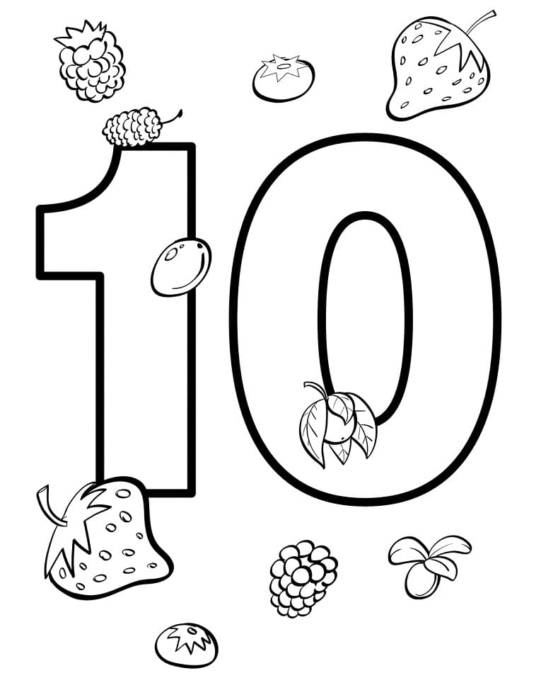 Number 10 with Fruits
