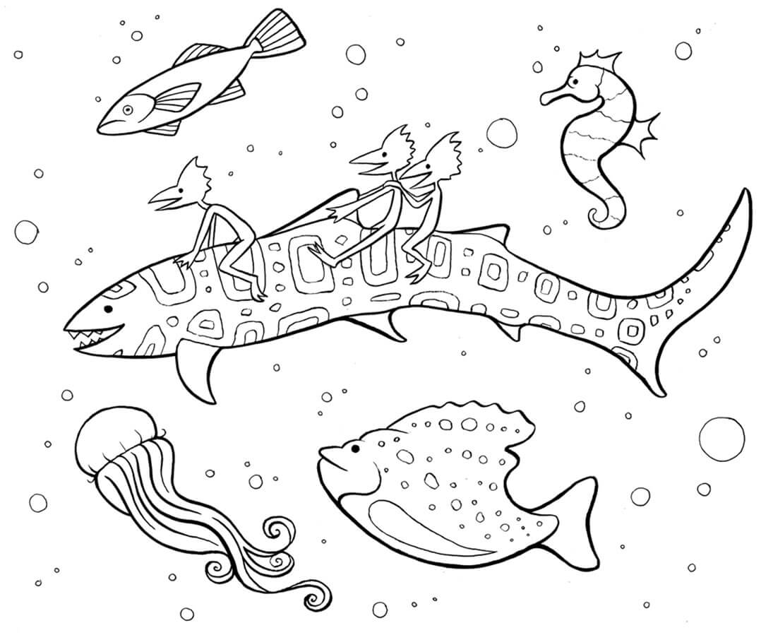 Cool Ocean Animals Mindfulness Coloring Page