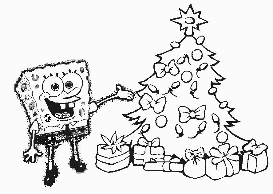 Of Christmas Tree And Spongebob Coloring Page