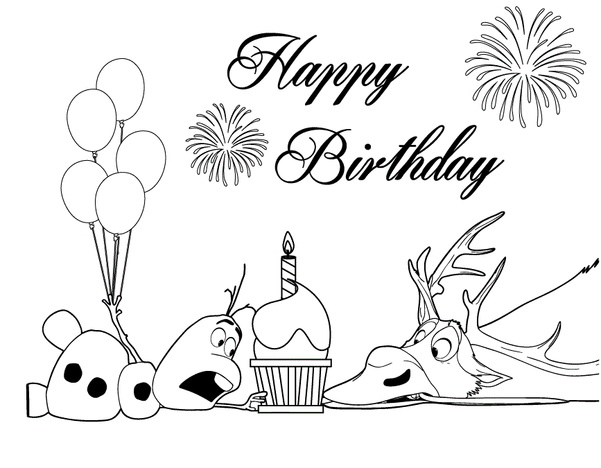 Olaf And Sven Fight For Cupcake Colouring Page Coloring Page