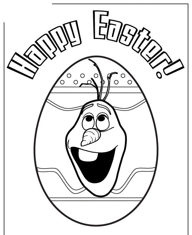 Olaf Head Inside Easter Egg Colouring Page